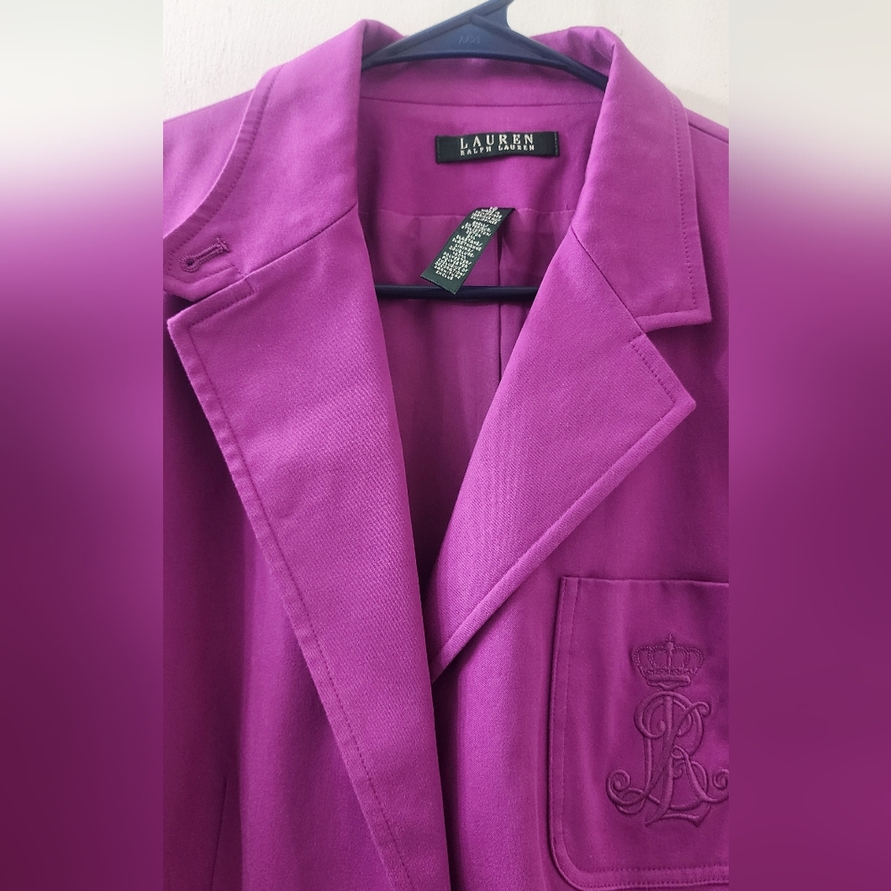 Ralph Lauren Purple Blazer, Size 16, Cotton. - Picture 3 of 10